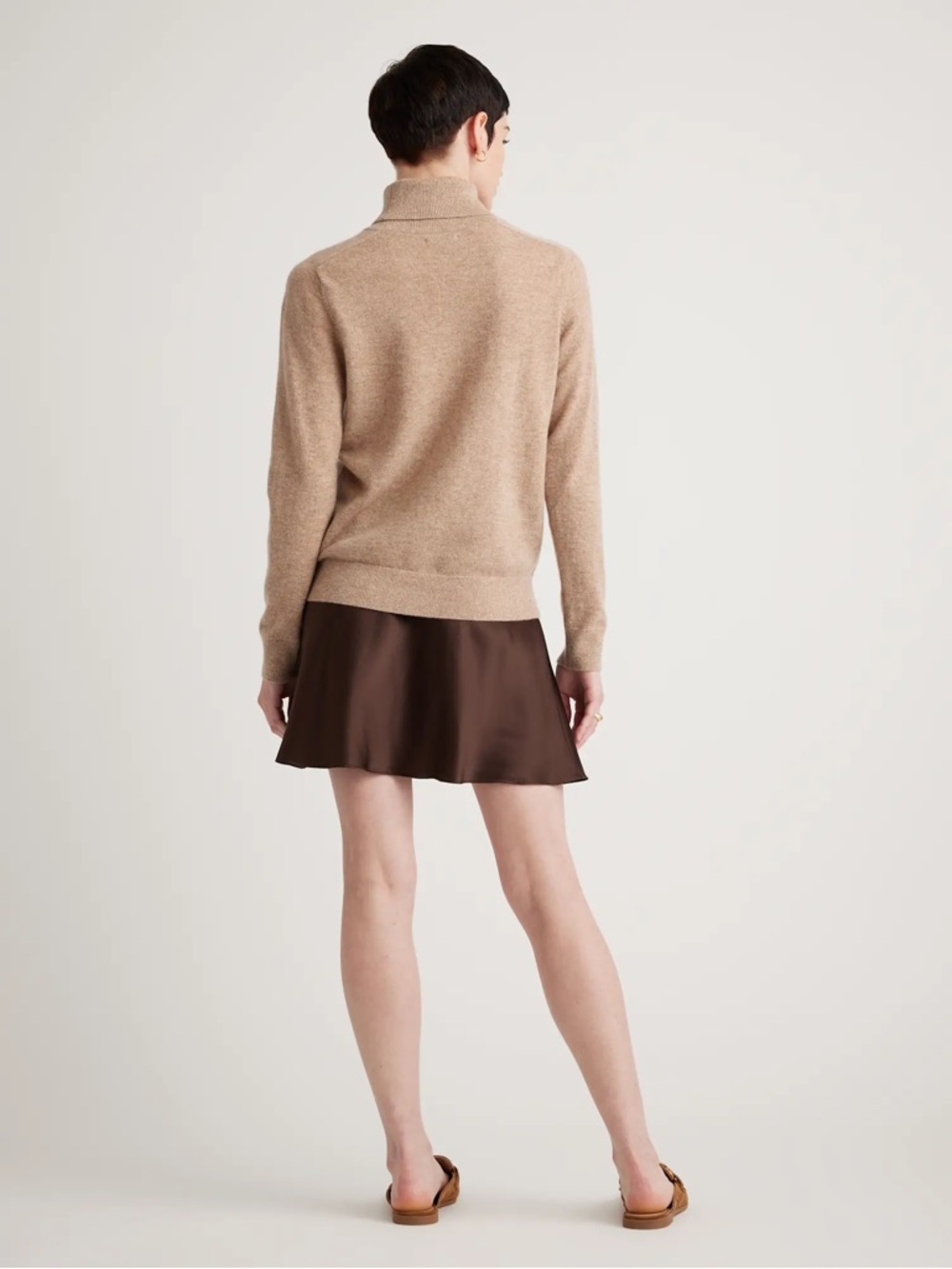 QUINCE- washable silk Brown Mini Skirt XS NWT - Picture 6 of 7